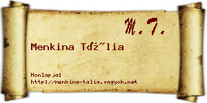 Menkina Tália névjegykártya